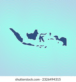 Indonesia map icon. Country shape on radiant striped gradient background. Indonesia vibrant poster. Classy vector illustration.