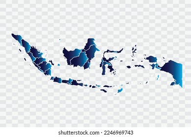 Indonesia Map indigo Color on White Background quality files png