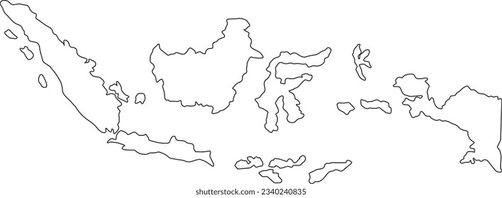 Ilustración de la línea de mapa de Indonesia, eps 10.