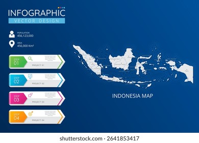 Indonesia map with location pointer marks. High detailed country map with division, cities and capital infographic template. Vector illustration EPS10