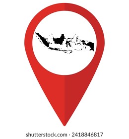 Mapa de Indonesia en el icono del mapa color rojo aislado