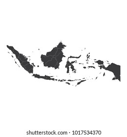 Indonesia map on white background vector, Indonesia Map Outline Shape Black on White Vector Illustration, High detailed black illustration map -Indonesia.