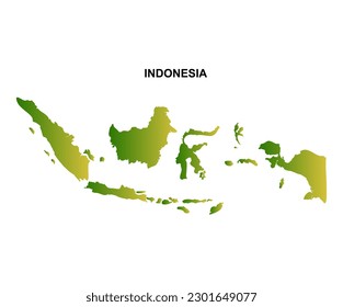 Indonesia map on white background with green and yellow gradation