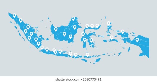 
indonesia map pin per region