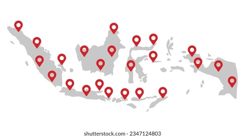 Indonesia Map with pin map Vector  Illustration.