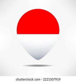  Indonesia map pointers flag with shadow. Pin flag