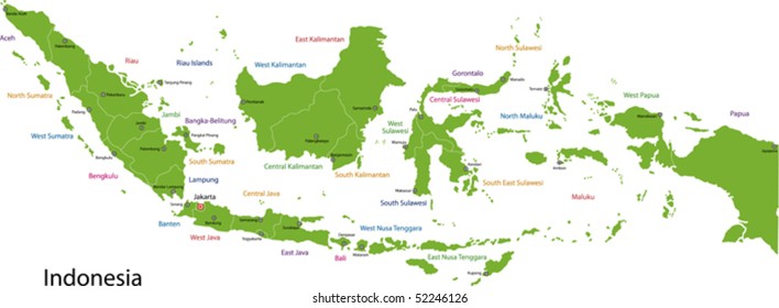 Indonesia map with provinces and capital cities