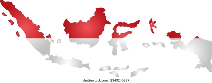 Indonesia map with red and white colors like a flag