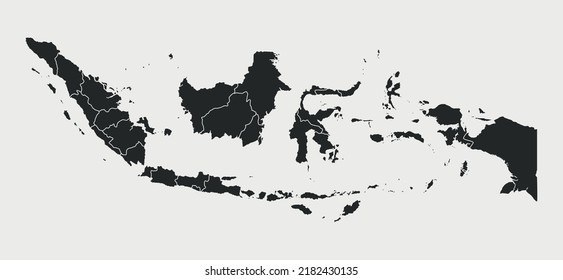 Indonesia map with regions isolated on white background. Map of Indonesia. Indonesian map. Vector illustration