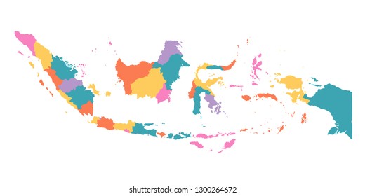 indonesia map with regions vector flat illustration on white background