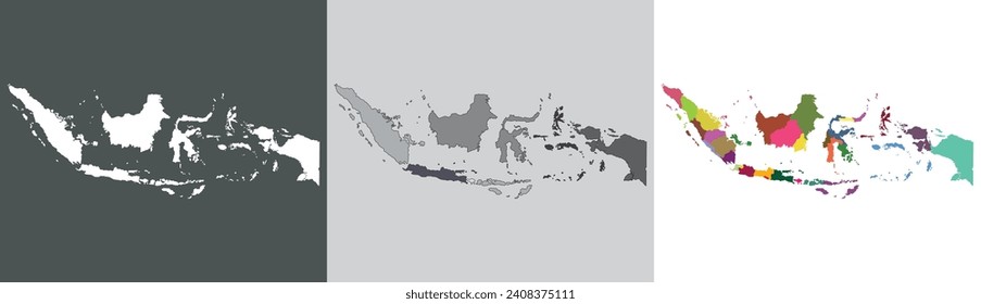 Indonesia map. Map of Indonesia in set