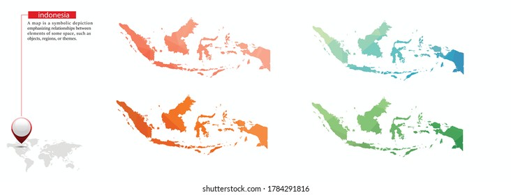Indonesische Karte - Set von geometrisch gekurbelt dreieckigen Low-Poly-Stil-Grafik-Hintergrund, Karte Welt-Polygonal-Design