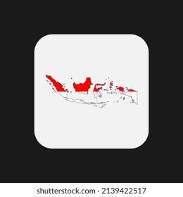 Indonesische Landkarte Silhouette mit Flagge auf weißem Hintergrund