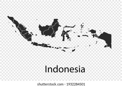 Mapa vector de Indonesia, color negro. aislado en fondo transparente