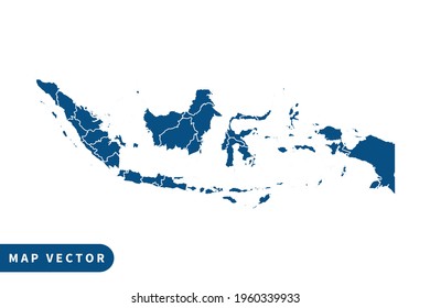 Mapa vector de Indonesia, color azul. sobre fondo blanco. vector eps 10.