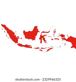 Indonesia Map Vector Edition or Peta Indonesia Vector. Indonesian map silhouete red white.