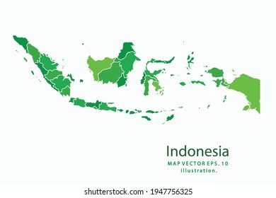 Indonesia map. Vector eps10. green color. on white backgrounds.