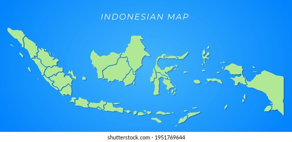 Indonesia Map Vector with green map and blue backround