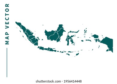 Mapa vector de Indonesia. color verde sobre fondo blanco.