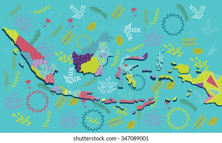indonesia map vector illustration art pattern ornament ethnic batik 