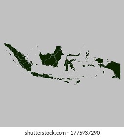 Indonesia map vector, isolated Green color on gray background
