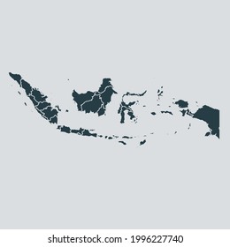 Indonesia map vector, isolated on gray background
