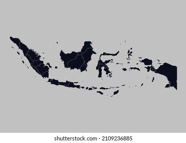 Indonesia map vector, Isolated on gray background