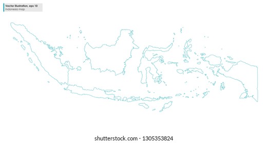 indonesia map vector line illustration on white background