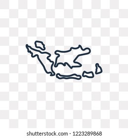 Indonesia map vector outline icon isolated on transparent background, high quality linear Indonesia map transparency concept can be used web and mobile