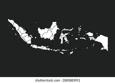 Indonesia Map White Color On Black Stock Vector (royalty Free 