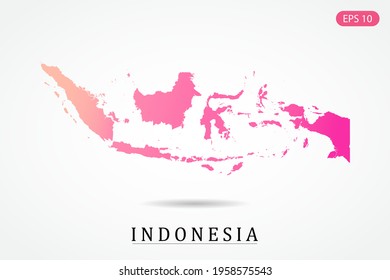 Indonesia Map - World Map International vector template with Pink gradient color isolated on white background - Vector illustration eps 10