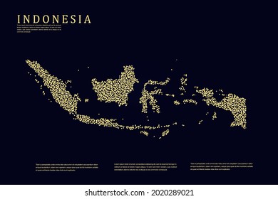 Indonesia Map - World Map International vector template with Gold grid on dark background for banner, website, infographic, education - Vector illustration eps 10