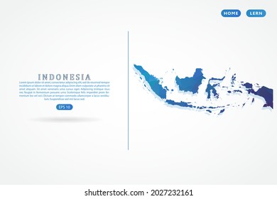 Indonesia map - World Map International vector template with polygon blue color gradient isolated on white background for education, website, banner - Vector illustration eps 10