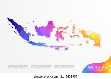 Mapa de Indonesia - Mapa Mundial Plantilla vectorial internacional con estilo de polígono y gradiente colorido aislado en fondo blanco para sitio web, diseño, infografía - Ilustración vectorial eps 10