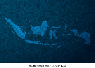 Indonesia Map - World Map international vector template with technology style isolated on blue pixel background for education, design, website, infographic - Vector illustration eps 10