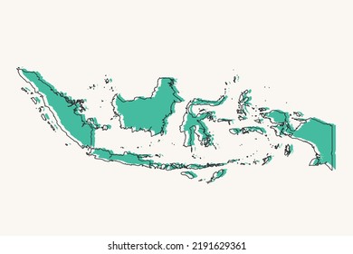 Indonesia Map - World map International vector template with black and green geometric shapes and lines style isolated on white background for design, infographic - Vector illustration eps 10