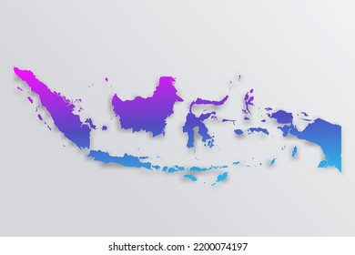 Mapa de Indonesia - Mapa mundial Plantilla vectorial internacional con 3D, estilo de papel que incluye sombra y azul gradiente, color púrpura sobre fondo gris para el diseño, infografía - Ilustración vectorial eps 10