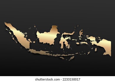 Indonesia Map - World map International vector template with 3D, gold luxury style including shadow on black background for design, education, website, infographic - Vector illustration eps 10