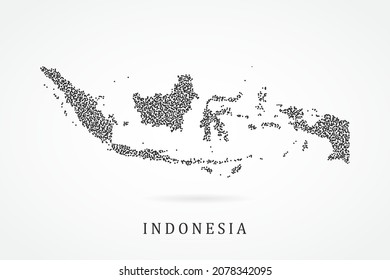 Indonesia Map - World map vector template with Black grid on white background  for education, infographic, design, website, banner - Vector illustration eps 10