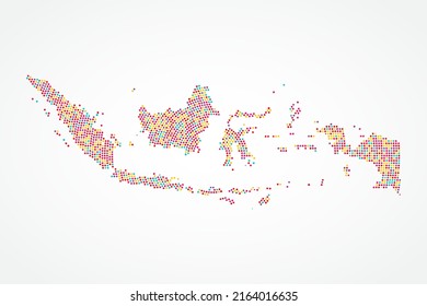 Indonesia Map - World map vector template with colorful dots, grid, grunge, halftone style isolated on white background for education, infographic, design - Vector illustration eps 10