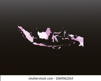 Indonesia map-Purple map made of hexagon on black and gray background, gradient color. Vector illustration eps 10.