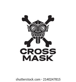Indonesia mask culture with bones logo design, vector graphic symbol icon illustration creative idea