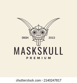 Indonesia mask culture traditional ethnic lines logo design, vector graphic symbol icon illustration creative idea