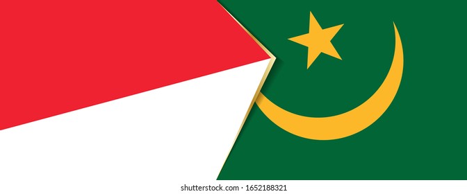 Indonesia and Mauritania flags, two vector flags symbol of relationship or confrontation.