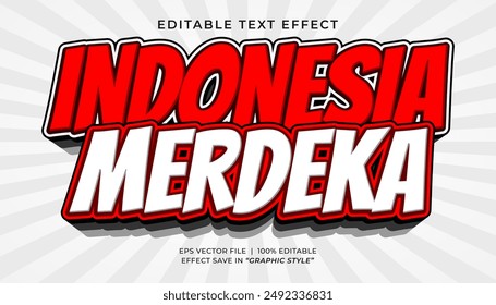 Indonesia Merdeka 3d efecto de texto editable Plantilla independiente indonesia