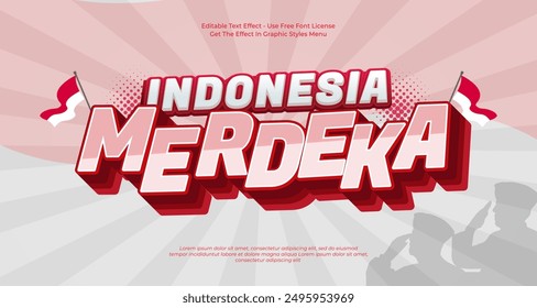 Indonesia merdeka background with text effect 3d style