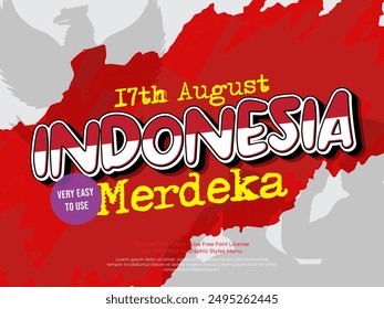 Indonesia merdeka por el día de la independencia con efecto de texto 3d