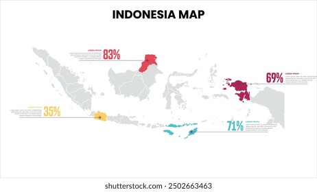 Indonesia Modern Map Percentage Infographic Template, Detailed infographic map of Indonesia