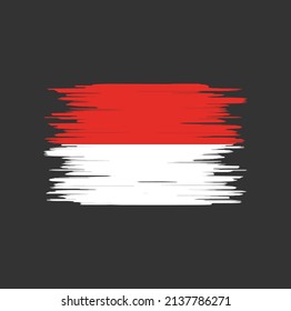Indonesien oder Monaco Flagge Pinselstriche. Nationalflagge
