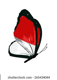 Indonesia, Monaco flag butterfly - vector